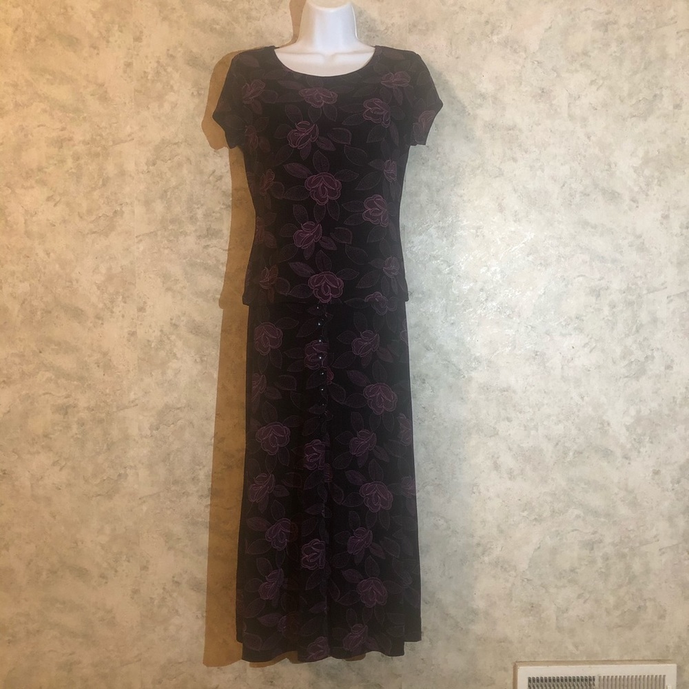 JM Collection Button Front Mid-Length Skirt & Top